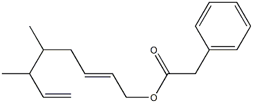 Phenylacetic acid 5,6-dimethyl-2,7-octadienyl ester 구조식 이미지