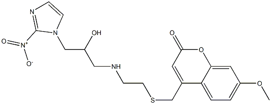 7-Methoxy-4-[2-[2-hydroxy-3-(2-nitro-1H-imidazol-1-yl)propylamino]ethylthiomethyl]-2H-1-benzopyran-2-one 구조식 이미지