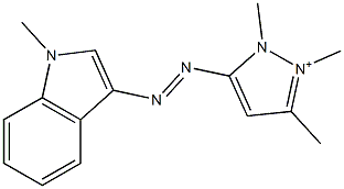 1,2,3-Trimethyl-5-[(1-methyl-1H-indol-3-yl)azo]-1H-pyrazol-2-ium Structure