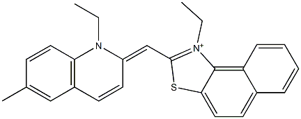 1-Ethyl-2-[(1-ethyl-6-methylquinolin-2(1H)-ylidene)methyl]naphtho[1,2-d]thiazol-1-ium 구조식 이미지