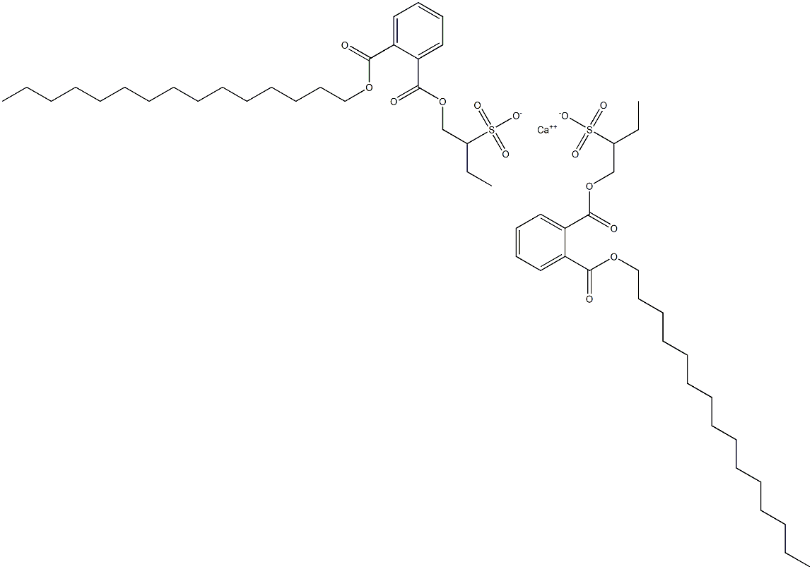 Bis[1-[(2-pentadecyloxycarbonylphenyl)carbonyloxy]butane-2-sulfonic acid]calcium salt 구조식 이미지