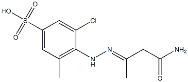 4-[N'-(2-Carbamoyl-1-methylethylidene)hydrazino]-3-chloro-5-methylbenzenesulfonic acid 구조식 이미지