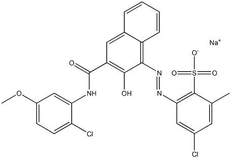 4-Chloro-2-methyl-6-[[3-[[(2-chloro-5-methoxyphenyl)amino]carbonyl]-2-hydroxy-1-naphtyl]azo]benzenesulfonic acid sodium salt Structure