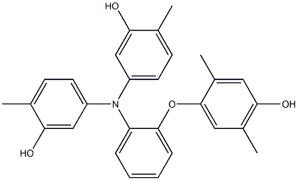 N,N-Bis(3-hydroxy-4-methylphenyl)-2-(4-hydroxy-2,5-dimethylphenoxy)benzenamine 구조식 이미지