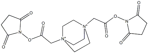 1,4-Bis[(2,5-dioxopyrrolidin-1-yloxycarbonyl)methyl]-1,4-diazoniabicyclo[2.2.2]octane Structure