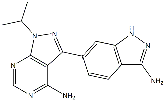 3-(3-Amino-1H-indazol-6-yl)-1-isopropyl-1H-pyrazolo-[3,4-d] pyriimidin-4-amine Structure