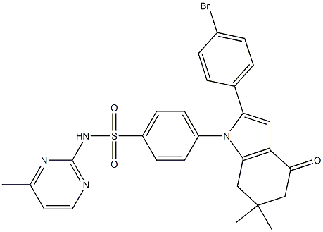2-(4-Bromophenyl)-6,6-dimethyl-1-(4-(((4-methyl-pyrimidin-2-yl)amino)sulfonyl)phenyl)-5,6,7-trihydroindol-4-one 구조식 이미지
