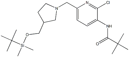 N-(6-((3-((tert-Butyldimethylsilyloxy)methyl)pyrrolidin-1-yl)methyl)-2-chloropyridin-3-yl)pivalamide Structure