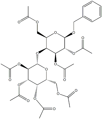 BENZYL 4-O-(2,3,4,6-TETRA-O-ACETYL-BETA-D-GALACTOPYRANOSYL)-2,3,6-TRI-O-ACETYL-BETA-D-GALACTOPYRANOSIDE 구조식 이미지