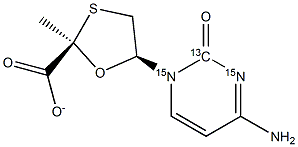 (2R,5S)-L-Methyl-5-(4-aMino-2-oxo-1(2H)-pyriMidinyl-15N2,13C)-1,3-oxathiolane-2-carboxylate 구조식 이미지