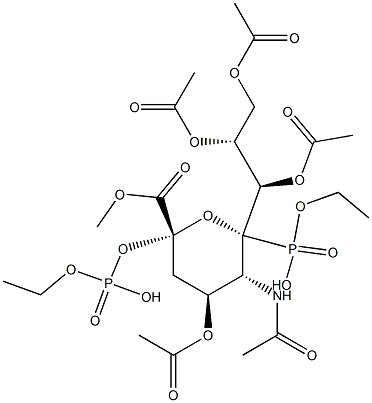 Diethoxy phosphonyl 4,7,8,9-tetra-O-acetyl-N-acetyl-D-neuraminic acid methyl ester 구조식 이미지
