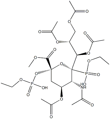 Diethoxy phosphonyl 4,7,8,9-tetra-O-acetyl-N-acetyl-D-neuraminic acid methyl ester Structure