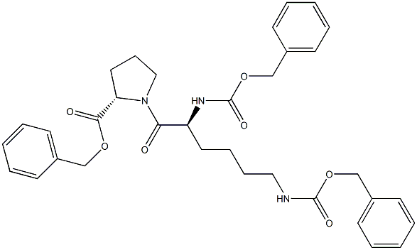 1-[N2,N6-Bis[(phenylmethoxy)carbonyl]-L-lysyl]-L-proline Phenylmethyl Ester 구조식 이미지