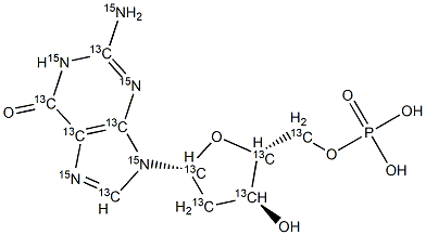 2'-Deoxyguanosine 5'-monophosphate-13C1015N5 구조식 이미지