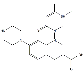 6-fluoro-1-methyl-4-oxo-7-(1-piperazinyl)-4H-(1,3)thiazine (3,2A) quinolin-3-carboxylic acid Structure