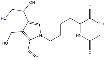 2-acetamido-6-(4-(1,2-dihydroxyethyl)-2-formyl-3-hydroxymethyl-1-pyrrolyl)hexanoic acid Structure