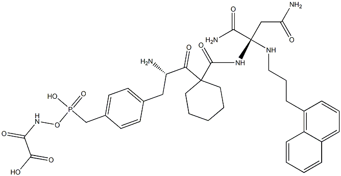 2-(((1-(N-carboxycarbonylamino-4-phosphonomethylphenylalanyl)cyclohex-1-yl)carbonyl)amino)-N-(3-(1-naphthyl)propyl)asparaginamide 구조식 이미지