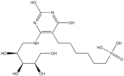 6-(6-ribitylamino-2,4-dihydoxypyrimidin-5-yl)-1-hexylphosphonic acid Structure