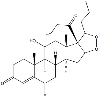 6,9-difluoro-11,21-dihydroxy-16,17-propylmethylenedioxypregn-4-ene-3,20-dione 구조식 이미지