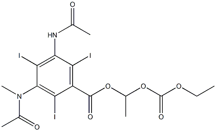 (1'-ethyloxycarbonyloxy)ethyl 5-acetylamino-3-(N-methylacetylamino)-2,4,6-triiodobenzenecarboxylate Structure