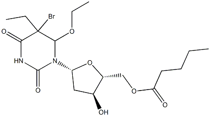 5-bromo-5-ethyl-6-ethoxy-5,6-dihydro-5'-O-valeryl-2'-deoxyuridine Structure