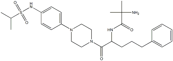 1-(2-(2-amino-2-methylpropanamido)-5-phenylpentanoyl)-4-(4-(1-methylethylsulfonamido)phenyl)piperazine Structure