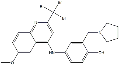 2-tribromomethyl-6-methoxy-4-(4-hydroxy-3-pyrrolidinomethylanilino)quinoline Structure