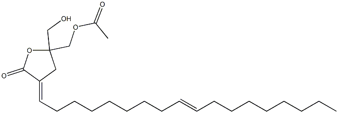 5--((acetyloxy)methyl)-5-(hydroxymethyl)-3-(9-octadecenylidene)tetrahydro-2-furanone 구조식 이미지