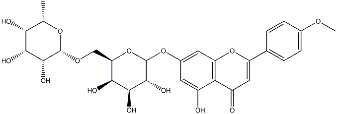 5-hydroxy-2-(4-methoxyphenyl)-7-[(2S,3R,4S,5R,6R)-3,4,5-trihydroxy-6-[[(2R,3R,4R,5S,6S)-3,4,5-trihydroxy-6-methyl-oxan-2-yl]oxymethyl]oxan-2-yl]oxy-chromen-4-one Structure