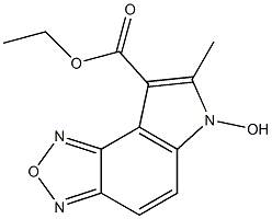 ETHYL 6-HYDROXY-7-METHYL-6H-1,2,5-OXADIAZOLO(3,4-E)INDOLE-8-CARBOXYLATE, TECH. 구조식 이미지