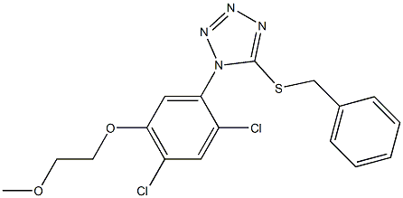 5-(benzylsulfanyl)-1-[2,4-dichloro-5-(2-methoxyethoxy)phenyl]-1H-1,2,3,4-tetraazole 구조식 이미지