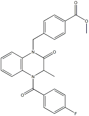 methyl 4-{[4-(4-fluorobenzoyl)-3-methyl-2-oxo-3,4-dihydro-1(2H)-quinoxalinyl]methyl}benzenecarboxylate Structure