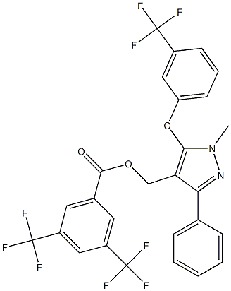 {1-methyl-3-phenyl-5-[3-(trifluoromethyl)phenoxy]-1H-pyrazol-4-yl}methyl 3,5-bis(trifluoromethyl)benzenecarboxylate Structure