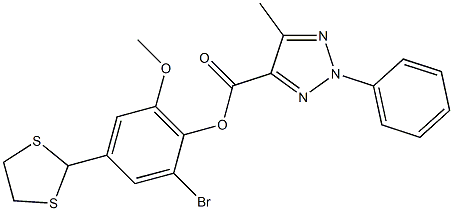 2-bromo-4-(1,3-dithiolan-2-yl)-6-methoxyphenyl 5-methyl-2-phenyl-2H-1,2,3-triazole-4-carboxylate 구조식 이미지