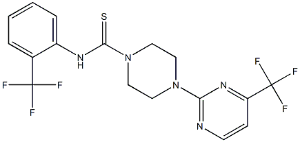 N1-[2-(trifluoromethyl)phenyl]-4-[4-(trifluoromethyl)pyrimidin-2-yl]piperazine-1-carbothioamide 구조식 이미지