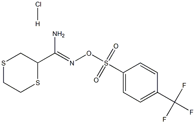 N'-({[4-(trifluoromethyl)phenyl]sulfonyl}oxy)-1,4-dithiane-2-carboximidamide hydrochloride Structure