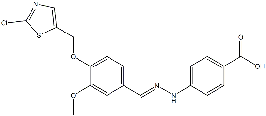 4-[2-((E)-{4-[(2-chloro-1,3-thiazol-5-yl)methoxy]-3-methoxyphenyl}methylidene)hydrazino]benzenecarboxylic acid Structure