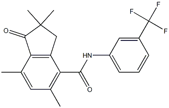 N4-[3-(trifluoromethyl)phenyl]-2,2,5,7-tetramethyl-1-oxoindane-4-carboxamide 구조식 이미지