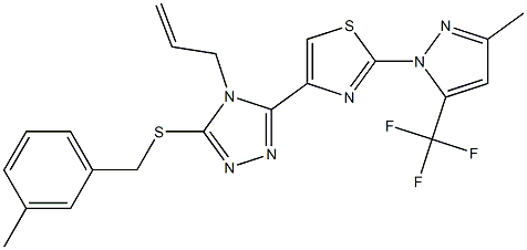 4-allyl-3-[(3-methylbenzyl)sulfanyl]-5-{2-[3-methyl-5-(trifluoromethyl)-1H-pyrazol-1-yl]-1,3-thiazol-4-yl}-4H-1,2,4-triazole 구조식 이미지