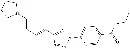 ethyl 4-[5-(4-tetrahydro-1H-pyrrol-1-ylbuta-1,3-dienyl)-2H-1,2,3,4-tetraazol-2-yl]benzoate 구조식 이미지