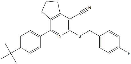 1-[4-(tert-butyl)phenyl]-3-[(4-fluorobenzyl)sulfanyl]-6,7-dihydro-5H-cyclopenta[c]pyridine-4-carbonitrile 구조식 이미지