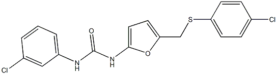 N-(3-chlorophenyl)-N'-(5-{[(4-chlorophenyl)thio]methyl}-2-furyl)urea 구조식 이미지