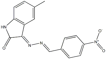 5-methyl-3-[2-(4-nitrobenzylidene)hydrazono]indolin-2-one Structure