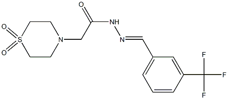 2-(1,1-dioxo-1lambda~6~,4-thiazinan-4-yl)-N'-{(E)-[3-(trifluoromethyl)phenyl]methylidene}acetohydrazide Structure