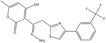 4-hydroxy-6-methyl-3-(2-{4-[3-(trifluoromethyl)phenyl]-1,3-thiazol-2-yl}ethanehydrazonoyl)-2H-pyran-2-one Structure