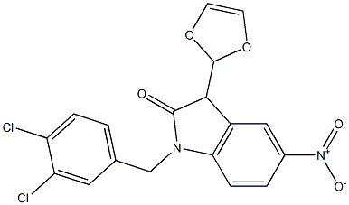 3-(1',3'-dioxolynyl)-1-(3,4-dichlorobenzyl)-5-nitro-1,3-dihydro-2H-indol-2-one Structure