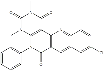 9-chloro-2,4-dimethyl-5-phenyl-1,2,3,4,5,6-hexahydrobenzo[b]pyrimido[4,5-h][1,6]naphthyridine-1,3,6-trione 구조식 이미지
