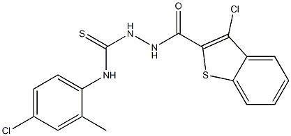 N1-(4-chloro-2-methylphenyl)-2-[(3-chlorobenzo[b]thiophen-2-yl)carbonyl]hydrazine-1-carbothioamide 구조식 이미지