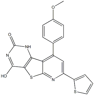 4-hydroxy-9-(4-methoxyphenyl)-7-(2-thienyl)pyrido[3',2':4,5]thieno[3,2-d]pyrimidin-2(1H)-one 구조식 이미지