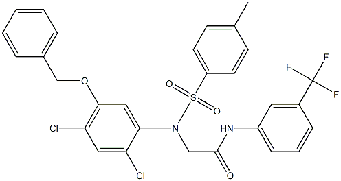 2-{5-(benzyloxy)-2,4-dichloro[(4-methylphenyl)sulfonyl]anilino}-N-[3-(trifluoromethyl)phenyl]acetamide 구조식 이미지